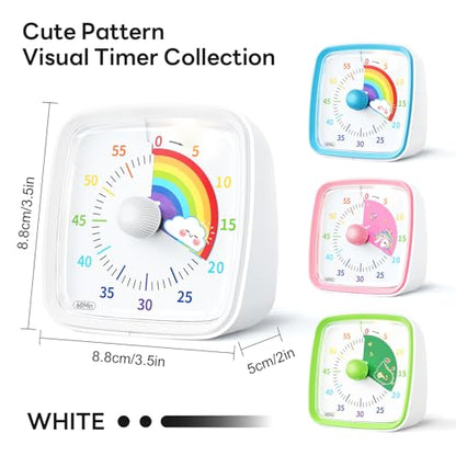 Yunbaoit Visual Timer with Night Light, 60 Minute Countdown, White Rainbow - color: White-rainbow