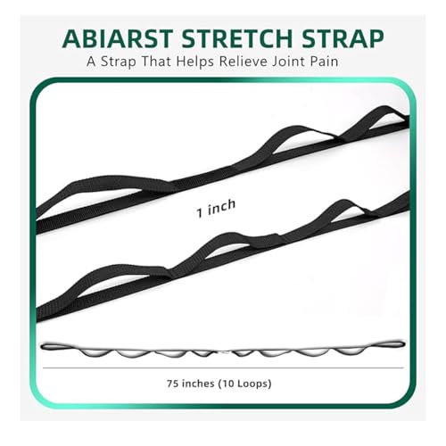 Yoga Strap Stretching Strap 10 Loops Non-Elastic Exercise Strap for Pilates, Dance Exercise Training Multi-Loop Stretching Band - color: Black