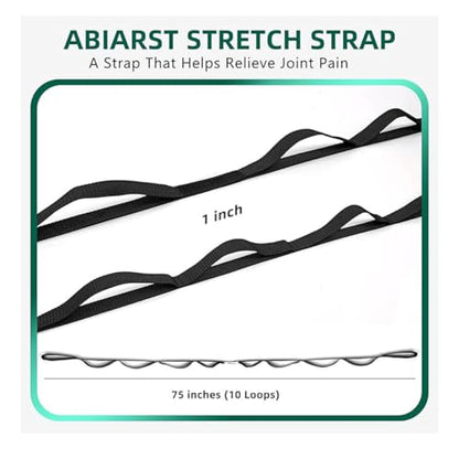 Yoga Strap Stretching Strap 10 Loops Non-Elastic Exercise Strap for Pilates, Dance Exercise Training Multi-Loop Stretching Band - color: Black