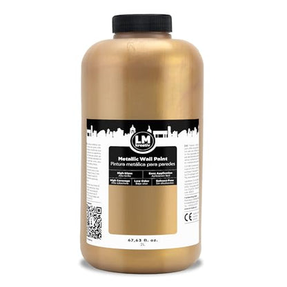 Metallic Wall Paint 67.62 fl oz - Antique Gold - Stunning Metallic Shine for Stylish Interiors, Easy to Apply, Water-Based, Perfect for Creative Wall Designs & DIY Projects - color: Antique Gold