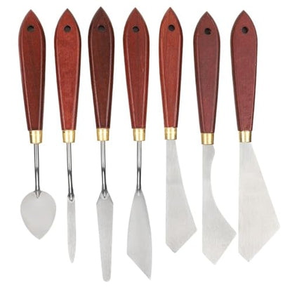 7Pcs Stainless Steel Palette Knife Set Flexible Painting Blending Scrapers for Oil & Acrylic Pigment Mixing, Canvas Art Creation