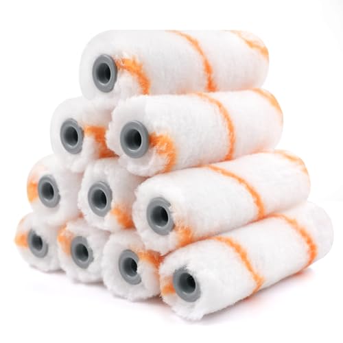 ROLLINGDOG 4 inch Small Paint Roller Covers | Polyester Roller Covers for Semi Smooth to Semi Rough Surfaces(Pack of 10) - color: 10pc 4" Polyester Roller Cover