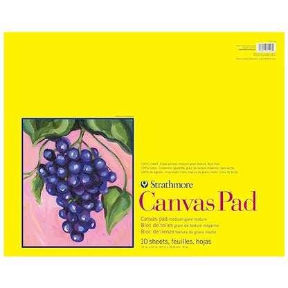 Strathmore 300 Series, Canvas Pad, 16x20 inch, 10 Sheets – Triple Primed, 100% Cotton Canvas, Plein Air Artists, Acrylic Paint and Oil Paint - size: 16x20