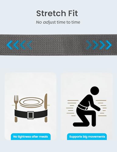 GEIT Stretch Nylon Belt,1 3/8" Elastic Belt with Quick Release Buckle - color: Grey, size: Waist 39"-42" (Length49")
