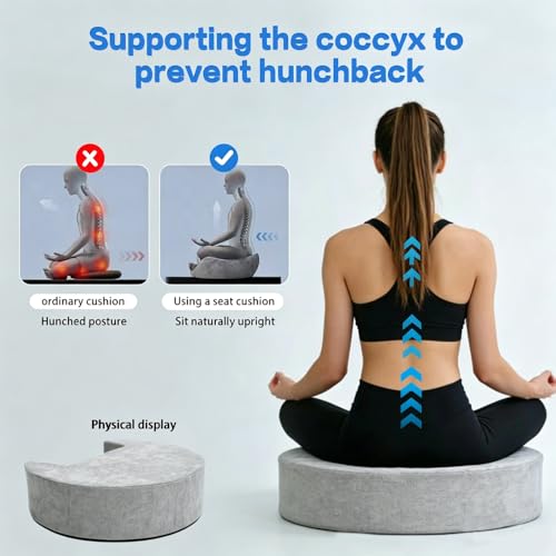 Meditation Cushion & Pillow Seat - No More Numb Legs Comfortable Memory Foam Sitting for Adult, idea for Reading, Yoga.
