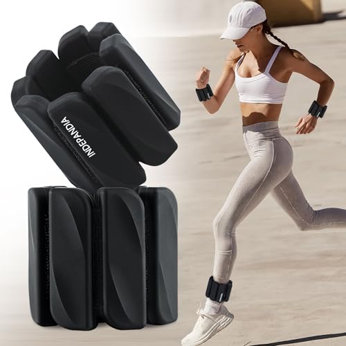 Ankle Wrist Weights for Women 2lbs/4lbs Pairs Adjustable Silicone Weights - color: Black, size: 4 lbs Pair (2 lb Each)