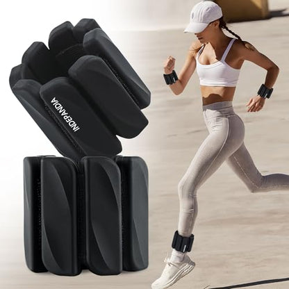 Ankle Wrist Weights for Women 2lbs/4lbs Pairs Adjustable Silicone Weights - color: Black, size: 4 lbs Pair (2 lb Each)
