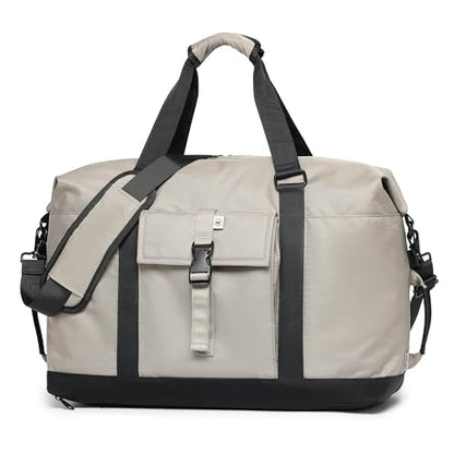 SUNNY BIRD Duffel with Utility Pouch, 40L Weekender Overnight Bag with Shoe Compartment for Travel and Sports (Grey and black) - color: Grey and black