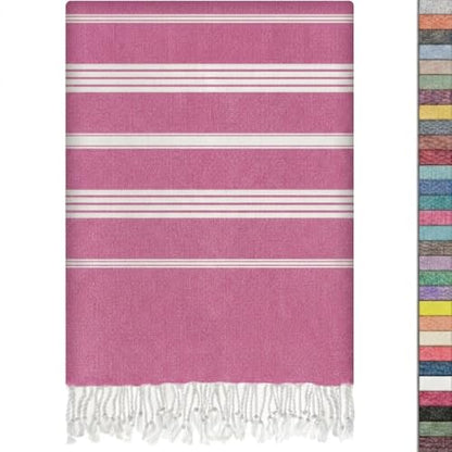 EPHESUS TOWELS Turkish Beach Towel - 38x70 inch Oversized - Sultan Design - Turkish Towel for Beach, Bath, Pool, Gym, Yoga - Prewashed, Lightweight, Quick Dry (Pink) - color: Pink