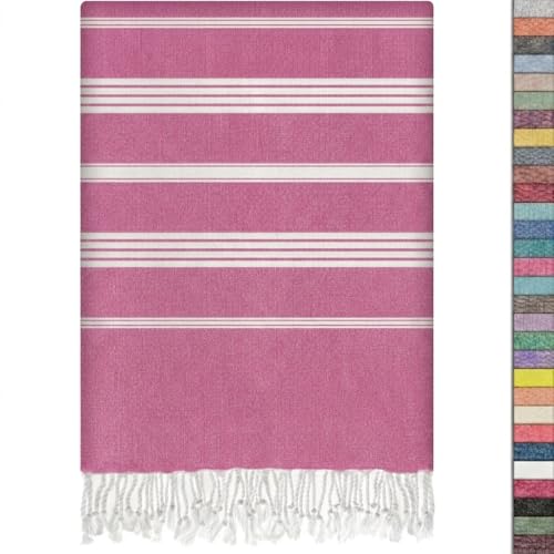 EPHESUS TOWELS Turkish Beach Towel - 38x70 inch Oversized - Sultan Design - Turkish Towel for Beach, Bath, Pool, Gym, Yoga - Prewashed, Lightweight, Quick Dry (Pink) - color: Pink
