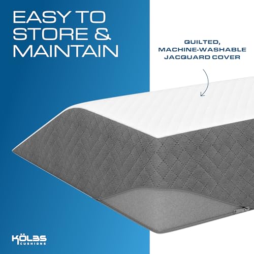 Kolbs Leg Elevation Pillow for After Surgery | Flat Top Bed Wedge Bolster Pillow for Legs | Foot, Knee, Ankle Elevation Post Surgery (Flat Top 7" Height) - size: Flat Top 7" Height - Grey