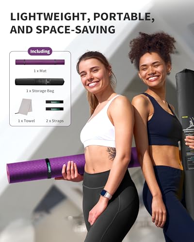 CAMBIVO 72''x48'' Large Yoga Mat, Extra Thick TPE Workout Mat - color: PURPLE, size: 6mm
