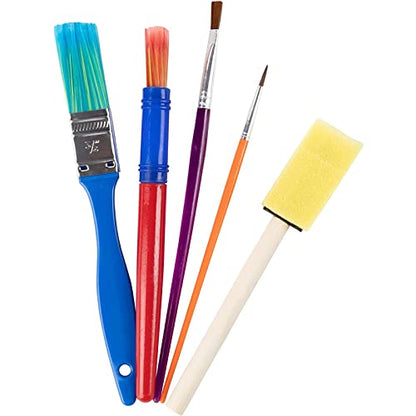 Paint Brush Art Kit for Kids - 36-Piece, Transparent Foam - Foam Brushes, Rollers & Stamps Painting Set with Apron for Crafts & Art Supply