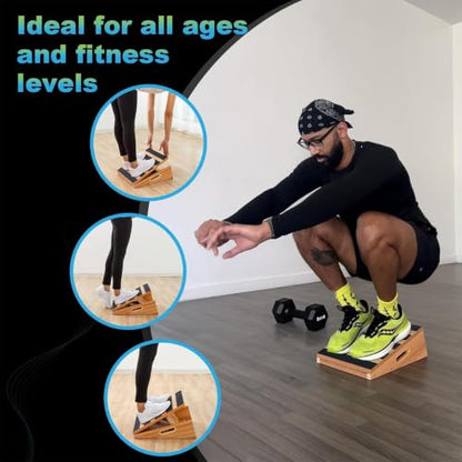 StrongTek Wooden Slant Board, 5 Adjustable Angles, 500 lb, Side Handle | Partial-Coverage Grip Surface, Calf and Ankle Stretching, Squats, Physical Therapy, Rehab and Home Gym Use - style: Partial-coverage