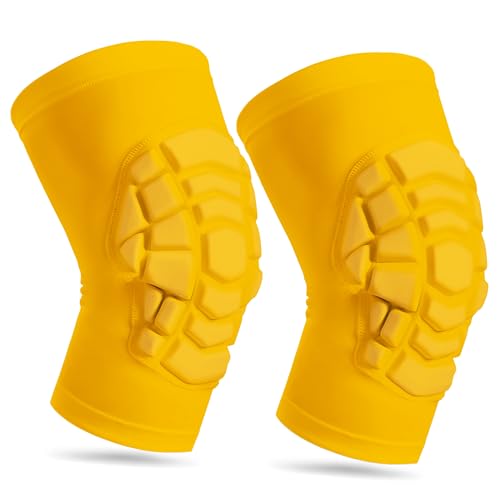 Wrestling Knee Pads for Kids Youth Adult, Knee Compression Sleeve for Basketball Volleyball Football, 1 Pair Short Knee Pads Sleeves ((#2) Yellow-2pcs,Small) - color: (#2) Yellow-2pcs, size: Small
