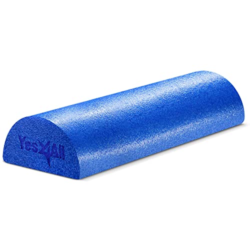 Yes4All Medium Firm Half Foam Rollers for Post-Workout Relaxation, 12/18/24/36 inch PE Foam Roll for Back Massage & Yoga Exercise - color: Half Blue, style: 18-inch