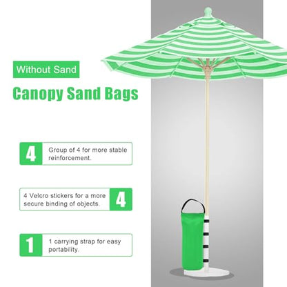140LBS Canopy Weights Sand Bags, 4-Pack Side Strap Sandbags for Canopy Outdoor Advertising Tent Sunshade Fixed Windproof Pop up Canopy Tent (Green) - color: Green