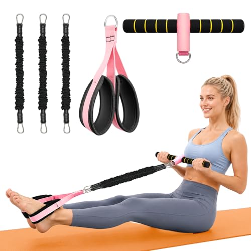 Pedal Resistance Bands with Handles, 3 Heavy Tube Adjustable Exercise Bands