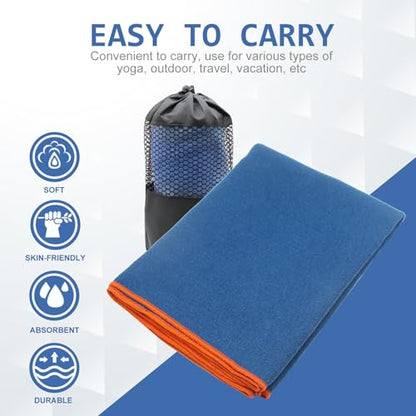 Eunzel 2 Pack Hot Yoga Towel with Grip Dot, Non Slip Yoga Mat Towe Sweat Absorbent Towel for Hot Yoga,Bikram, Pilates and Fitness 72" x 24", Dark Cyan/Steel Blue - color: Dark Cyan/ Steel Blue