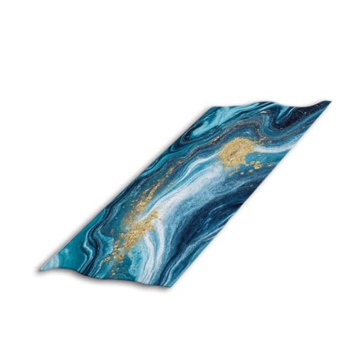 Ocean Art Marble Waves Gold Beach Towel Natural Swirls Ripples Agate Blue Face Towels Suit Travel Sports Pool Swimming Bath Camping Spa Gym Yoga,15x30 Inch - color: Ocean Art Marble Waves Gold
