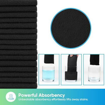 HOMEXCEL Microfiber Cleaning Cloth 20 PK, Towels for Cars and Shop, Black - color: Black