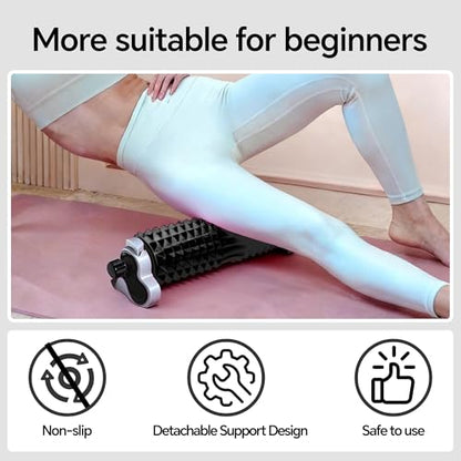 Deep Tissue Foam Roller with Stand - Black | 3-Level Height Adjustable Support, Beginner-Friendly Design for Home Workout & Muscle Recovery - Black