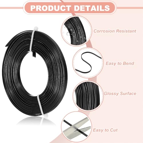 uxcell 18 Gauge Flat Aluminum Wire, 16.40 ft 5mm Wide Aluminum Crafts Wire for Flower Bonsai Crafts Carving DIY Bezel Sculpting Gem Metal Wrap, Black - color: Black, size: 5mm