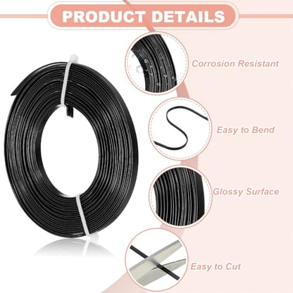 uxcell 18 Gauge Flat Aluminum Wire, 16.40 ft 5mm Wide Aluminum Crafts Wire for Flower Bonsai Crafts Carving DIY Bezel Sculpting Gem Metal Wrap, Black - color: Black, size: 5mm