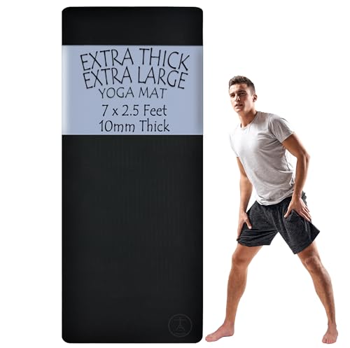 Extra Large Yoga Mat XL, Wide and Long, Extra Thick Non Slip Exercise Mat | For tall men and women, lightweight and easy to carry, full-body workout room, secure grip, comfortable floor cushioning - color: Green, size: 10mm