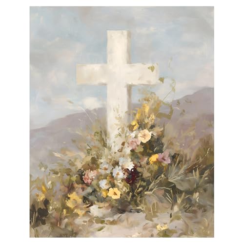 xcemhil Cross Paint by Numbers Kit for Adults Beginner, Cross Paint by Numbers for Adult, Acrylic Paint by Number Kits Suitable for Home Wall Art Decor Gifts 16x20 Inch - color: 32-Cross, size: 16*20