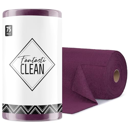 Fantasticlean Microfiber Cleaning Cloth Roll-75 Sheets, 12"x12"(DeepPurple) - color: Dark Purple, size: 75 pack
