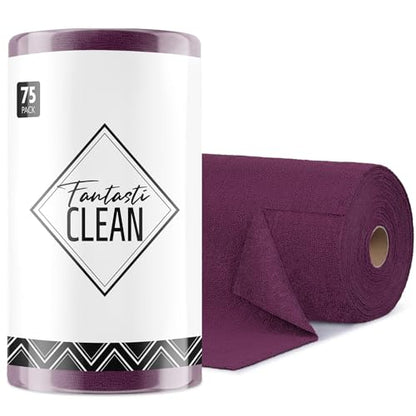 Fantasticlean Microfiber Cleaning Cloth Roll-75 Sheets, 12"x12"(DeepPurple) - color: Dark Purple, size: 75 pack