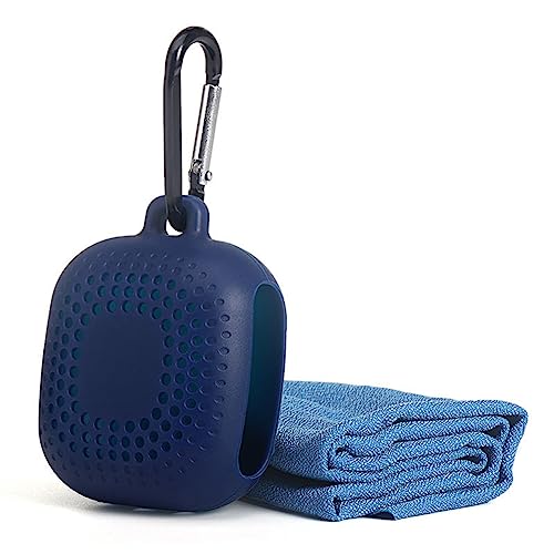 AKOAK Outdoor Travel Quick Drying 40CM Towel with Portable Creative Silicone Box, Microfiber Cold Sports Quick Drying Towel, Gym, Beach, Yoga, Sports Travel (Blue) - color: Blue