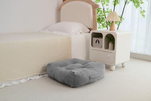 Floor Pillow Cushion with Handle for Adults Women Men | Large Meditation & Sitting Cushion Pillow for Tatami, Living Room, Yoga (2, Gray, Square, 22" x 22" x 6") - color: Gray, Square