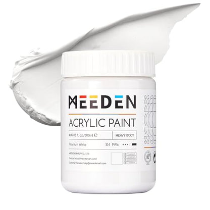 MEEDEN Titanium White Acrylic Paint: 300ml /10oz Heavy Body Gloss Finish | Thick Art Paints for Professional Artists Painting on Canvas - color: Titanium White - 300ml