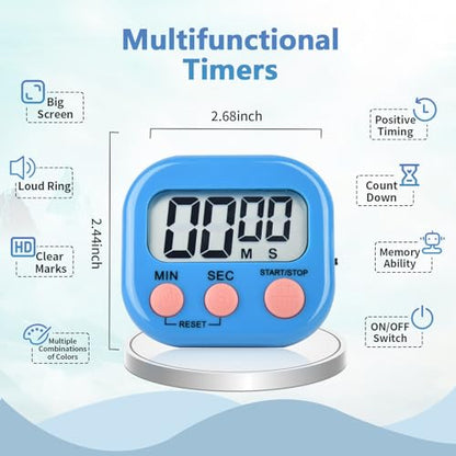 4 Pack Digital Kitchen Timer Magnetic Digital Timer with Big Display Loud Ring Cooking Timers for Kitchen Electronic Timer for Cooking, Game, Gym, Break Time, Classroom (Pink,Blue,Green,Purple, 4) - color: Pink,blue,green,purple