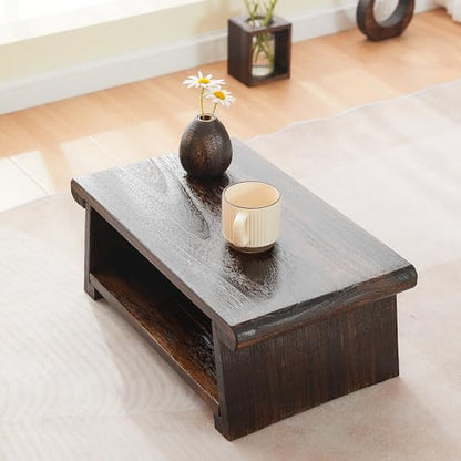 Folding Japanese Low Floor Table,Small Wood Meditation & Altar Table - size: 19.7"x11.8"x7.9"