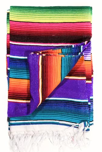 Del Mex Mexican Serape Blanket (X-Small, Purple) - color: Purple, size: X-Small