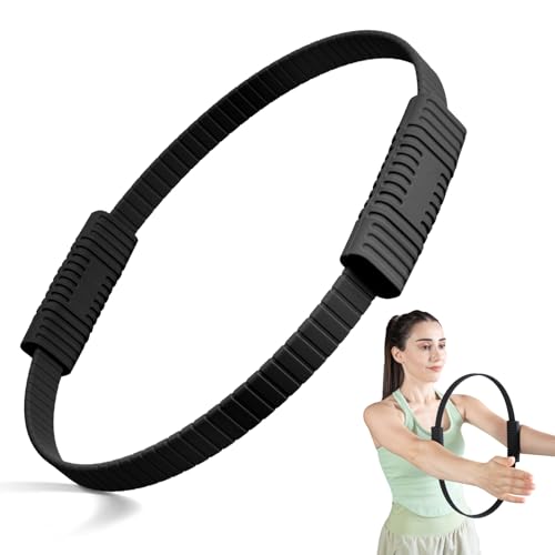 Pilates Kit, 13.5" Pilates Ring with Mini Ball & Resistance Bands | Home Pilates Equipmen Set, Magic Circle Ring with Anti-Slip Handles for Beginners, Workout Guide Included - color: Black