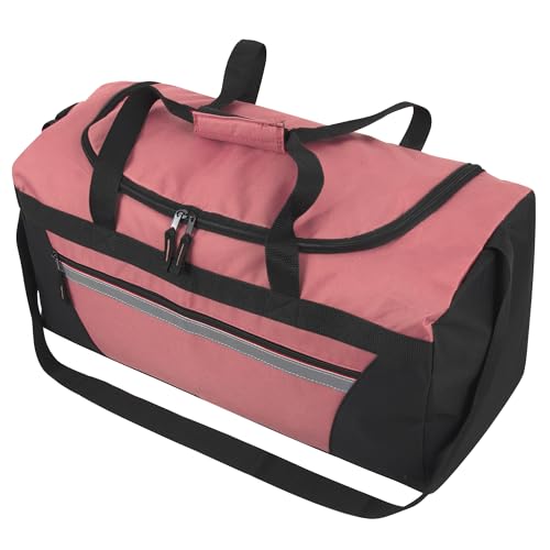 40 Liter, 22 Inch Reflective Duffle Bag with Shoulder Strap for Men, Women, Travel - color: Pink