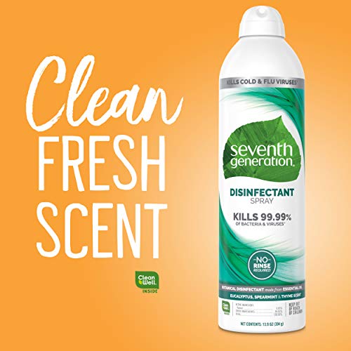 Seventh Generation Disinfectant Spray, Eucalyptus Spearmint & Thyme Scent, 13.9 Ounce (Pack of 4) - size: 13.9 Ounce (Pack of 4)