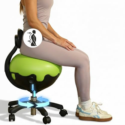 Aeromat Elite Yoga Ball Chair Active Sitting & Adjustable Height 250lbs Cap - color: Green