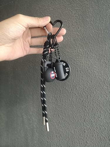 Fitness Keychain Barbell Dumbbell Keychain Bag Purse Charms Gym Lovers Fitness Enthusiast Gift Bag backpack Charms - color: Black