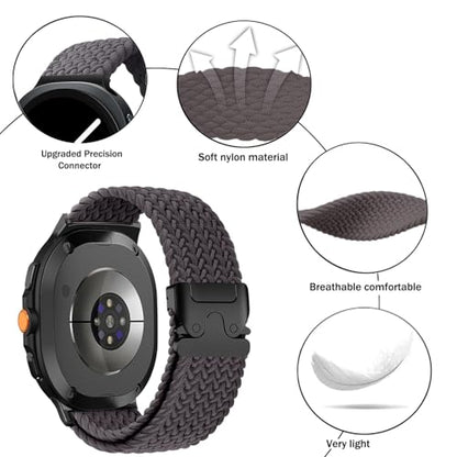 Nylon Braided band Compatible with Samsung Galaxy Watch 8 40mm 44mm, Elastic Band for Galaxy Watch 8 Classic 46mm - color: Space Gray