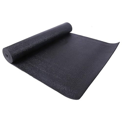 Fitvids All Purpose Thick High Density No Tear Exercise Yoga Mat with Strap & Lightweight Features for Indoor & Outdoor Use - color: Black