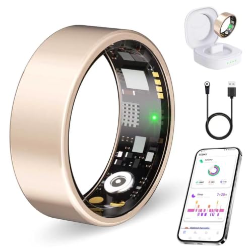 Smart Ring No Subscription, Health Tracker Ring for Women (Rose Gold,6#) | Tracker Sleep, Blood Oxygen, Heart Rate, SpO2, HRV Stress, Step Counter, IP68 Waterproof, Compatible with iOS & Android - color: Rose Gold, size: 6#