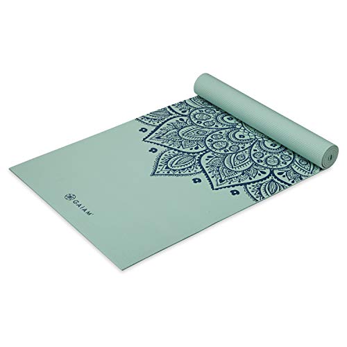 Gaiam Yoga Mat - Premium 5mm Print Thick Non Slip Exercise & Fitness Mat for All Types of Yoga, Pilates & Floor Workouts (68" x 24" x 5mm) - color: Cool Mint Sundial