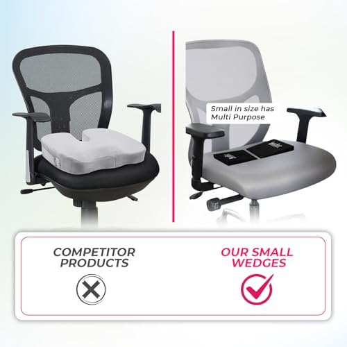 SmartSeat Wedges for Back, Knee & Sit Bone Support Posture Correction Pain Relief and Comfort Ideal for Office Chairs, Home Seating, Yoga, Meditation and Pilates Practice, Small Foam Wedges Pack of 2