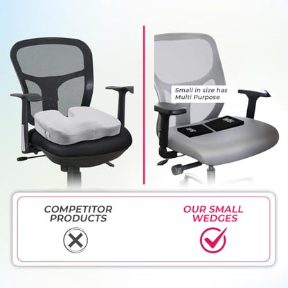 SmartSeat Wedges for Back, Knee & Sit Bone Support Posture Correction Pain Relief and Comfort Ideal for Office Chairs, Home Seating, Yoga, Meditation and Pilates Practice, Small Foam Wedges Pack of 2