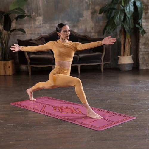 Liforme Printed Yoga Mat - Patented Alignment Design, Ultimate Grip - color: Majestic Carpet - Maroon